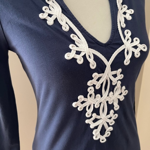 Lilly Pulitzer Marina Pima Cotton Embroidered Quarter Sleeve Shift Mini Dress XS - Picture 7 of 10